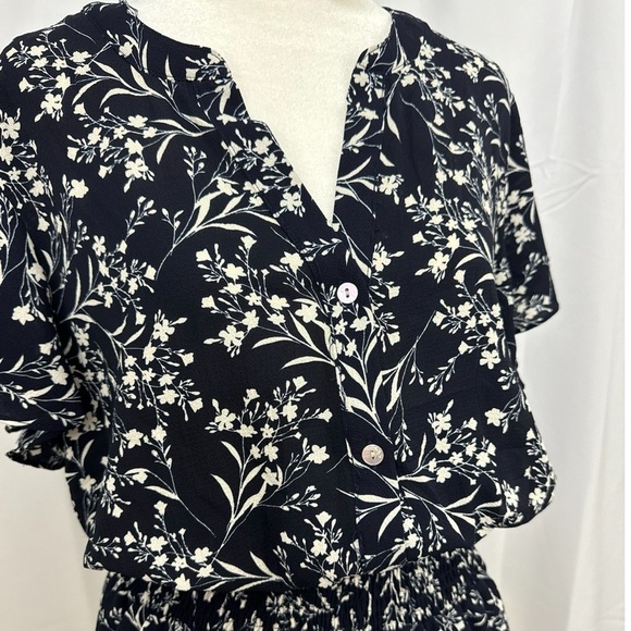 New KATE & LILY Navy Floral Ruffle Dress Women’s Sz 1X Short Sleeve Button Front - Picture 5 of 12